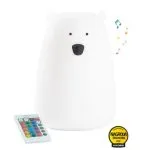 Rabbit & Friends: Miś Duży Lampka Silikonowa z Głośnikiem, Biała