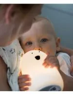 Rabbit & Friends: Miś Duży Lampka Silikonowa z Głośnikiem, Biała - obrazek 3