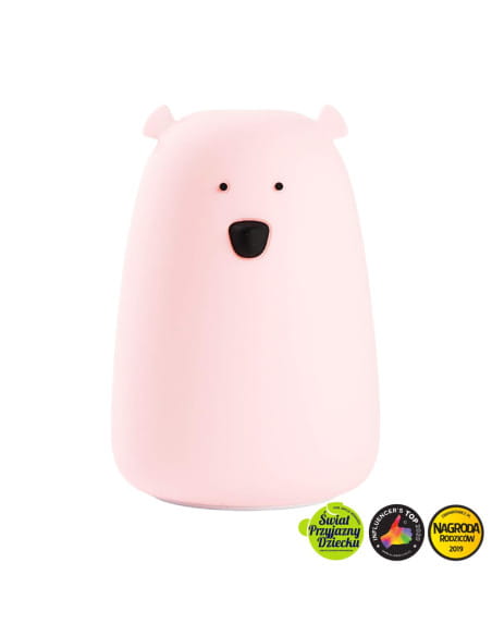 mis-duzy-lampka-silikonowa-rozowa Rabbit & Friends: Miś Duży Lampka Silikonowa Różowa - obrazek 1