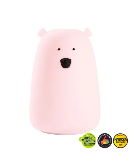 Rabbit & Friends: Miś Duży Lampka Silikonowa Różowa