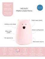 Rabbit & Friends: Miś Duży Lampka Silikonowa Różowa - obrazek 3