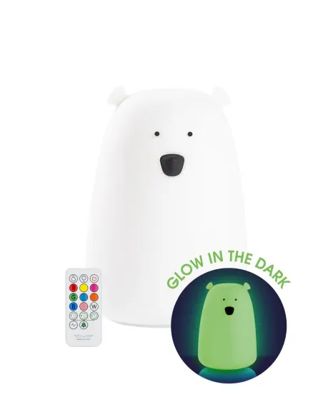 Rabbit & Friends: Miś Duży, Świecący w Ciemności, Lampka Silikonowa z Pilotem