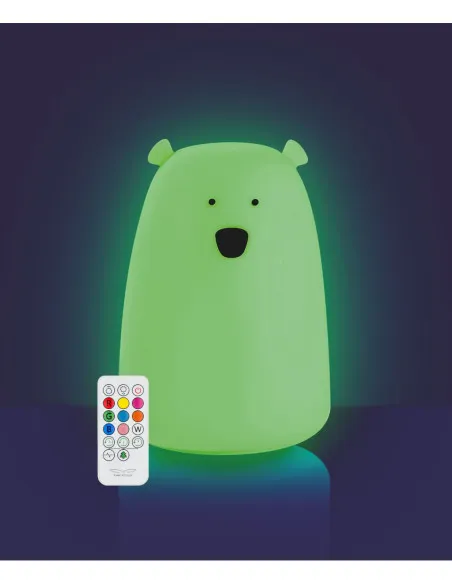 Rabbit & Friends: Miś Duży, Świecący w Ciemności, Lampka Silikonowa z Pilotem - obrazek 3