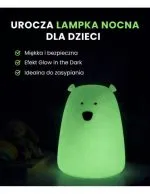 Rabbit & Friends: Miś Duży, Świecący w Ciemności, Lampka Silikonowa z Pilotem - obrazek 2