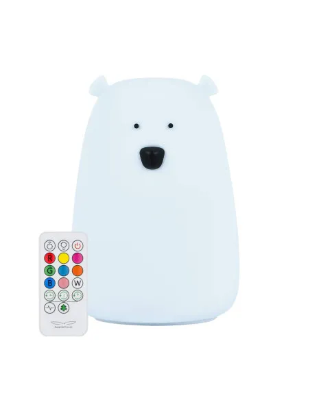 Rabbit & Friends: Duży Miś Lampka silikonowa z pilotem, Błękitny