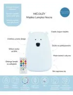 Rabbit & Friends: Duży Miś Lampka silikonowa z pilotem, Błękitny - obrazek 2