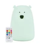 Rabbit & Friends: Duży Miś Lampka silikonowa z pilotem, Mięta