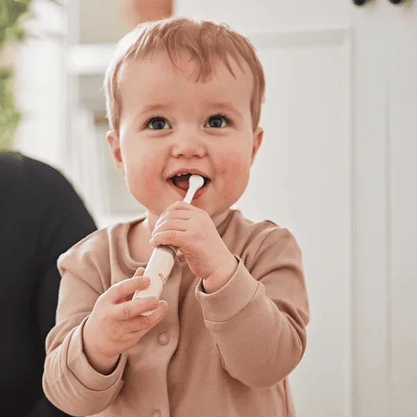 Matchstick Monkey: szczoteczka elektryczna Małpka pastelowy róż - obrazek 3