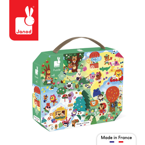 Janod: Puzzle w walizce 4 pory roku 36 el. 4+ Made in France