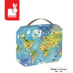 Janod: Puzzle w walizce Mapa świata 100 el. 6+ Made in France