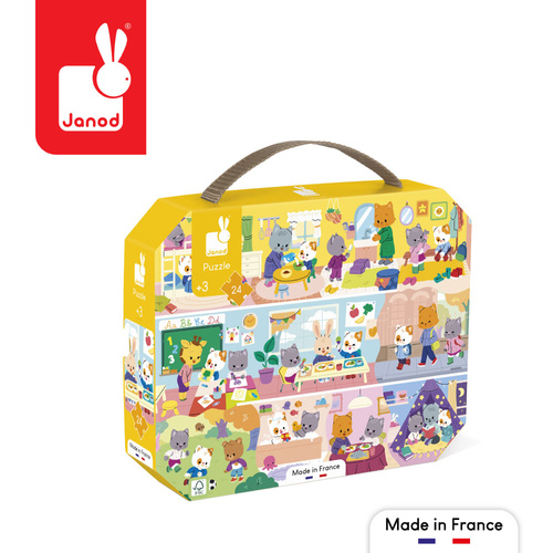 Janod: Puzzle w walizce Rytm dnia 24 el. 3+ Made in France