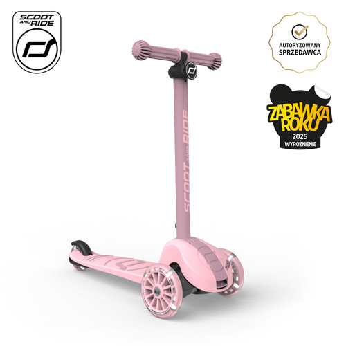 SCOOTANDRIDE Hulajnoga z systemem sterowania 2w1, kółka LED, składana 3+ ROSE Highwaykick 3S