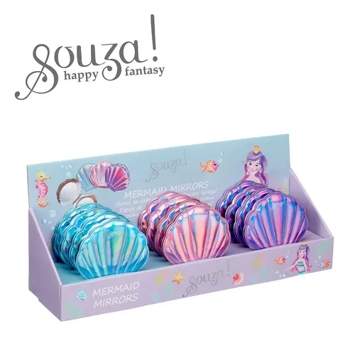 Souza! Lusterko kosmetyczne składane z kształcie muszli - różowe