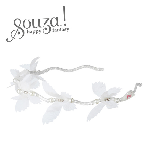 Souza! Opaska z białymi motylami srebrna Famke
