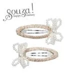 Souza! Spinki do włosów złote z kokardkami z perełek Dimphy 2 szt.