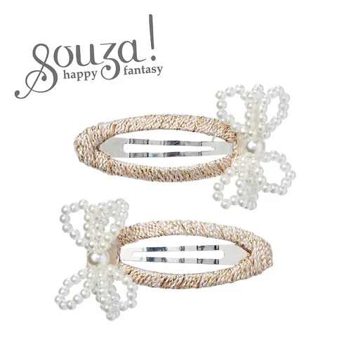 Souza! Spinki do włosów złote z kokardkami z perełek Dimphy 2 szt.