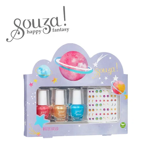 Souza! Zestaw 3 lakierów do paznokci dla dzieci z naklejkami Galaxy